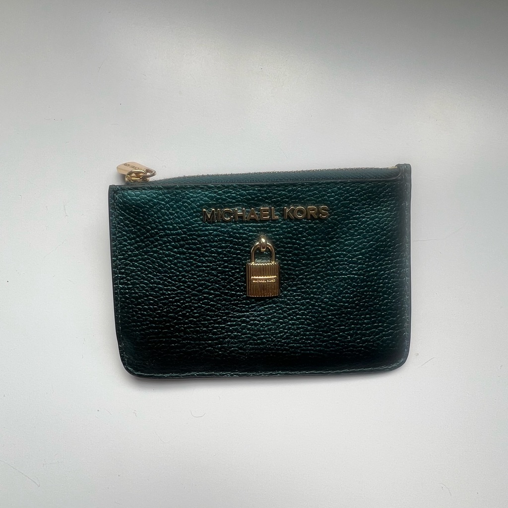 Michael Kors Dark Green Leather Card Holder Michael Kors Dark Green Leather Card Holder